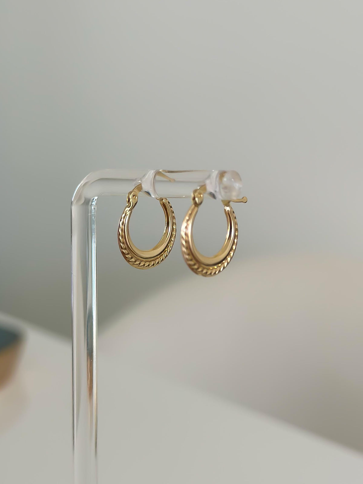 “Tiny Texture Hoops” – 10k or 14k Solid Gold