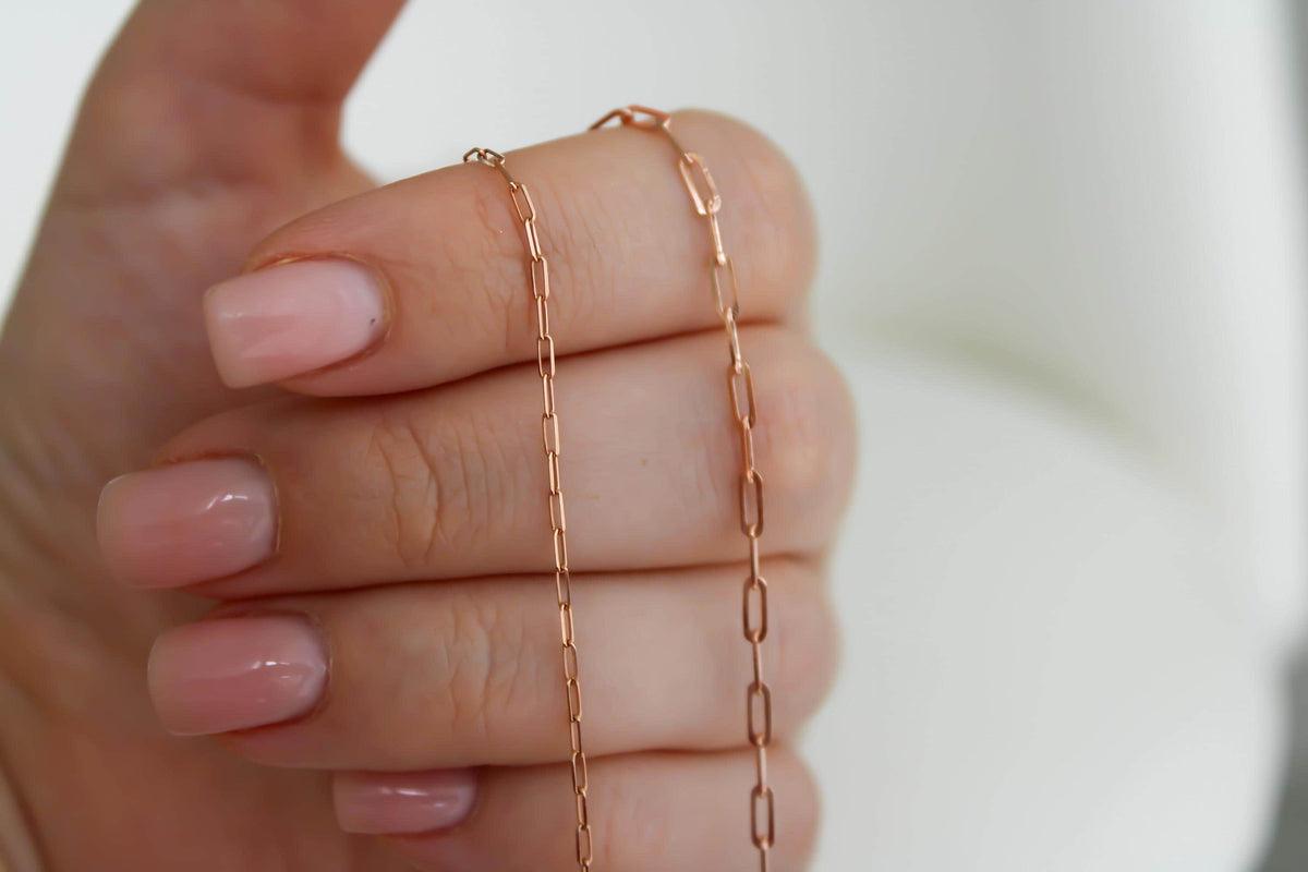 “Rose Paperclip” Chain - 14k Gold