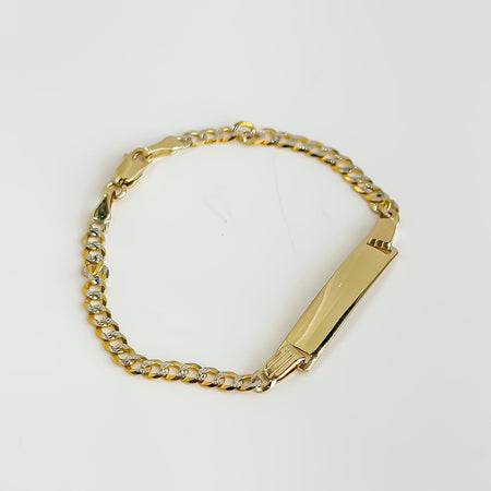 14k SOLID Gold Cuban Link Baby Bracelet Name Tag , 3mm 5.5