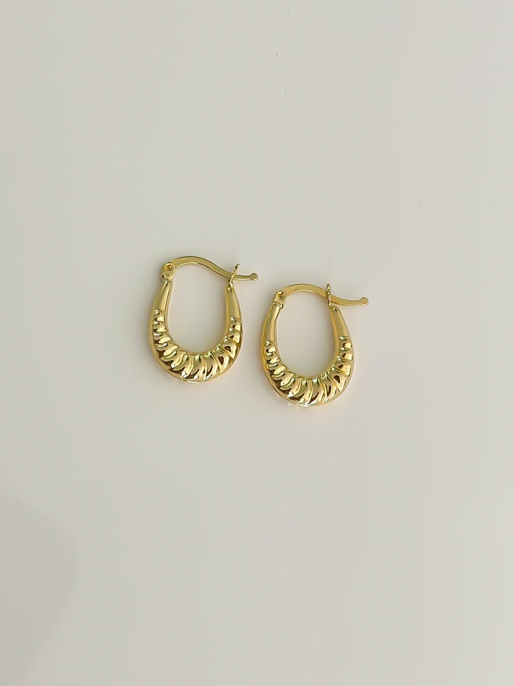 “Everyday Croissant Hoops” – 10k or 14k Solid Gold