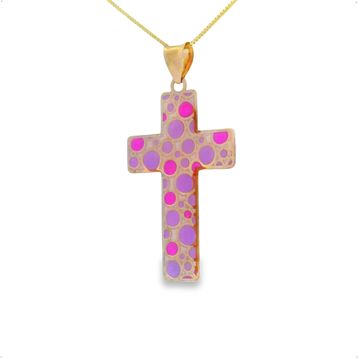 “Painted Cross” Charm – 14k Solid Gold