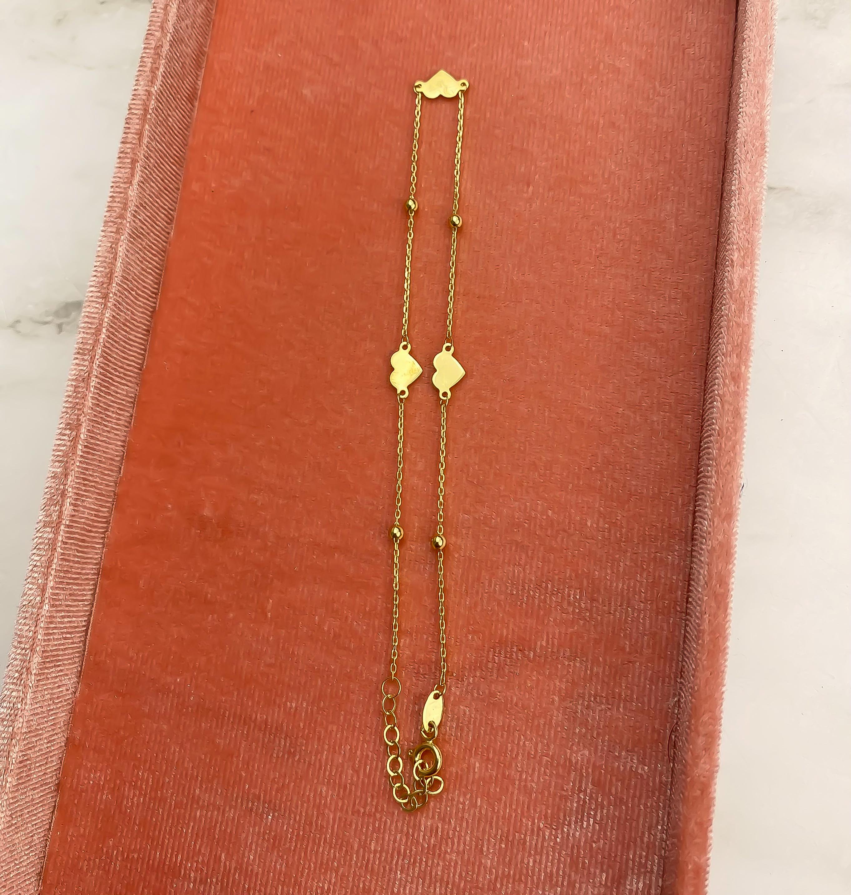 “Golden Heart” Anklet - 14k Gold