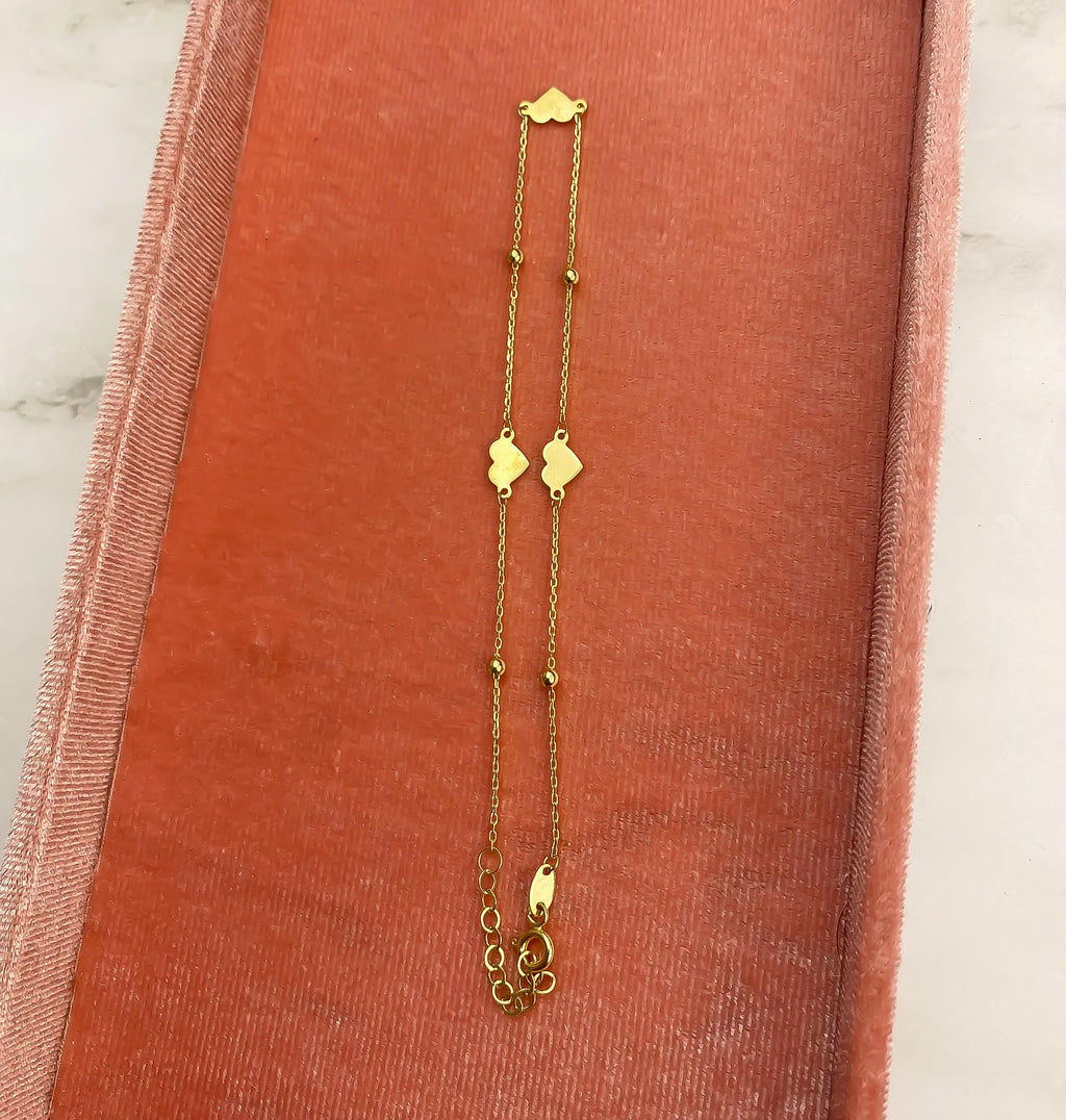 “Golden Heart” Anklet - 14k Gold