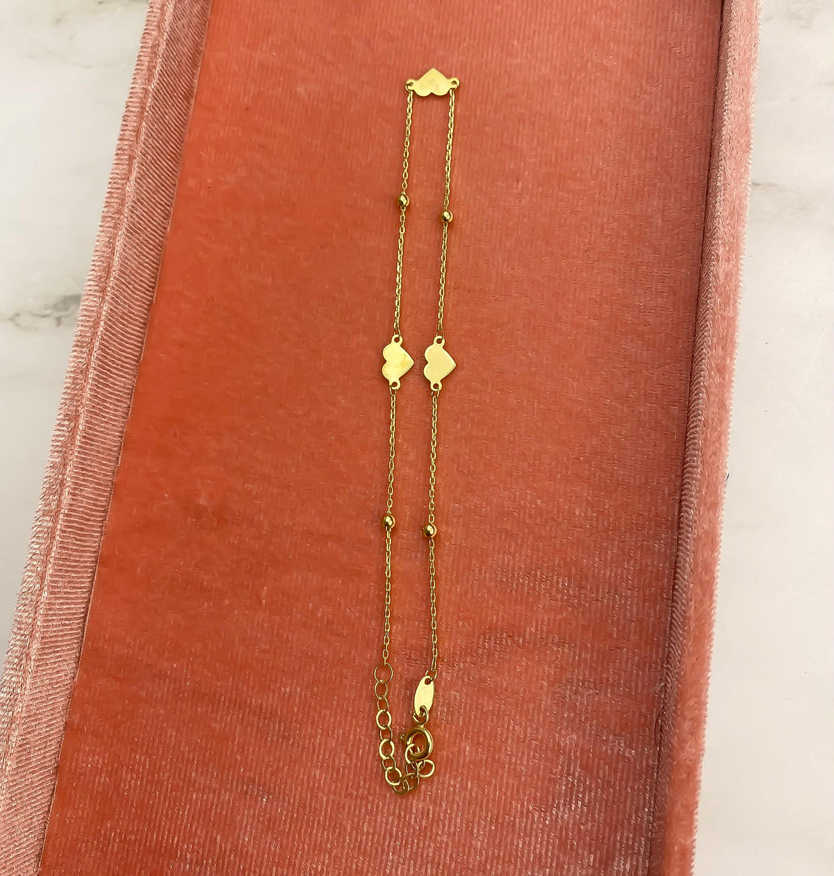 “Golden Heart” Anklet - 14k Gold