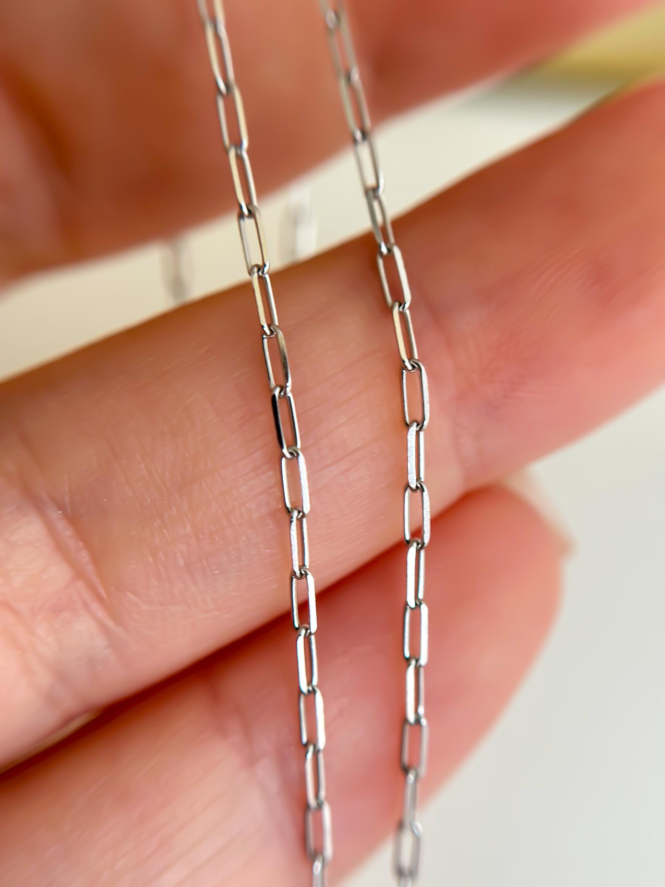 “Snow Paperclip” Chain – 14k White Gold