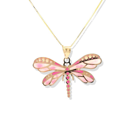 “Dragonfly Kiss” Pendant - 14k Gold
