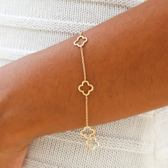 “Dainty Clover” Bracelet - 14k Gold