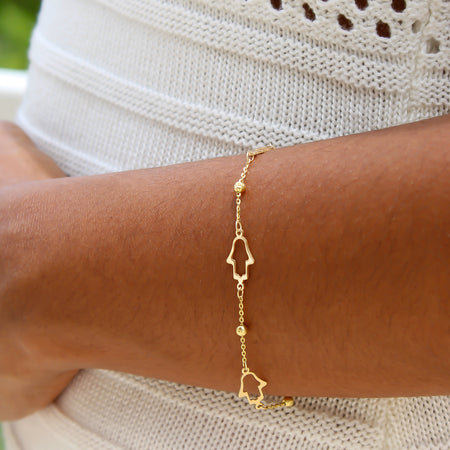“Dainty Hamsa” Bracelet - 14k Gold