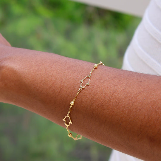 “Dainty Hamsa” Bracelet - 14k Gold