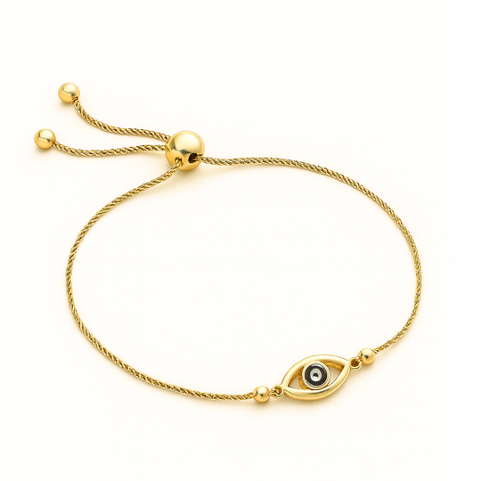 “Golden Evil Eye” Bracelet – 10k Solid Gold