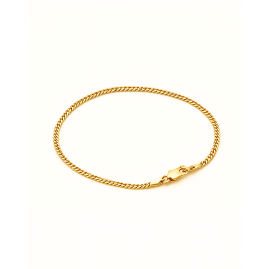 “Minimal Cuban” Bracelet – 14k Solid Gold