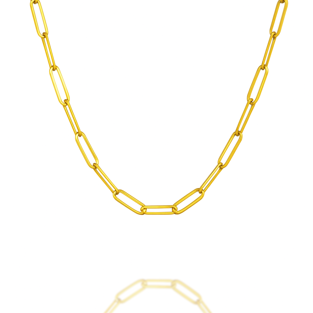 “Flat Paperclip” Chain - 14k Gold