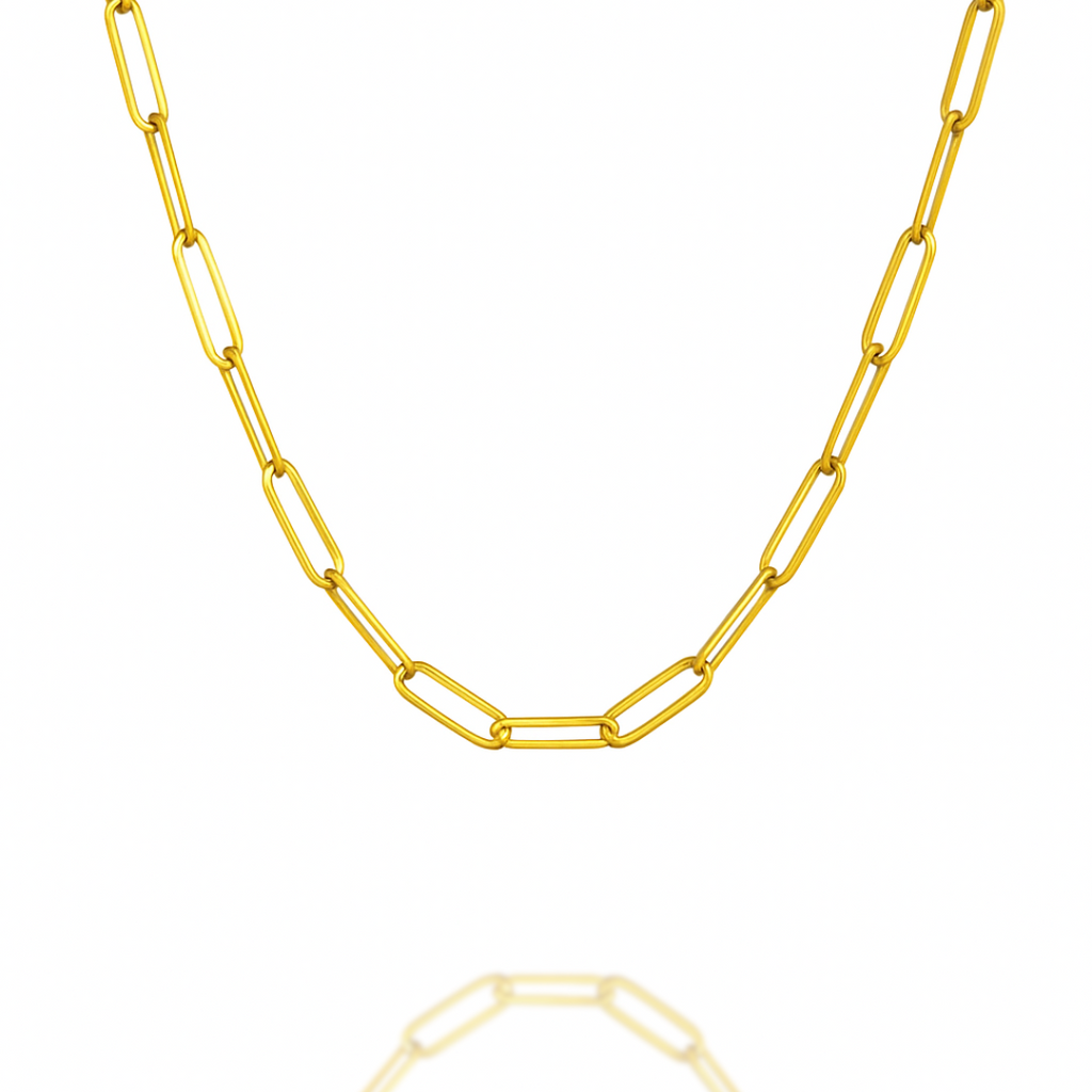 “Flat Paperclip” Chain - 14k Gold