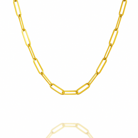 “Flat Paperclip” Chain - 14k Gold