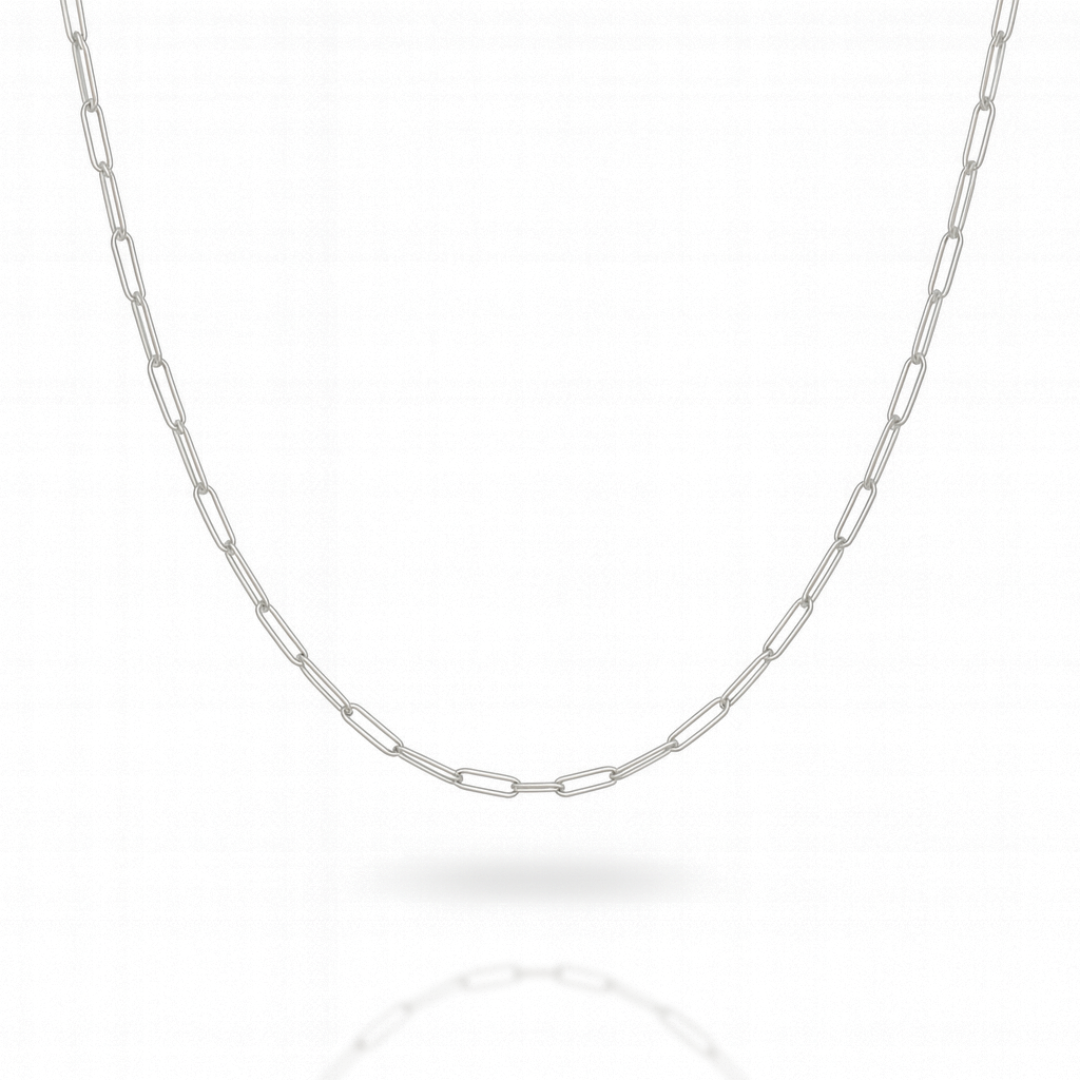 “Snow Paperclip” Chain – 14k White Gold