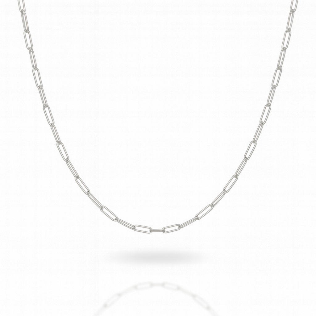 “Snow Paperclip” Chain – 14k White Gold