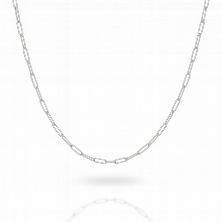 “Snow Paperclip” Chain – 14k White Gold