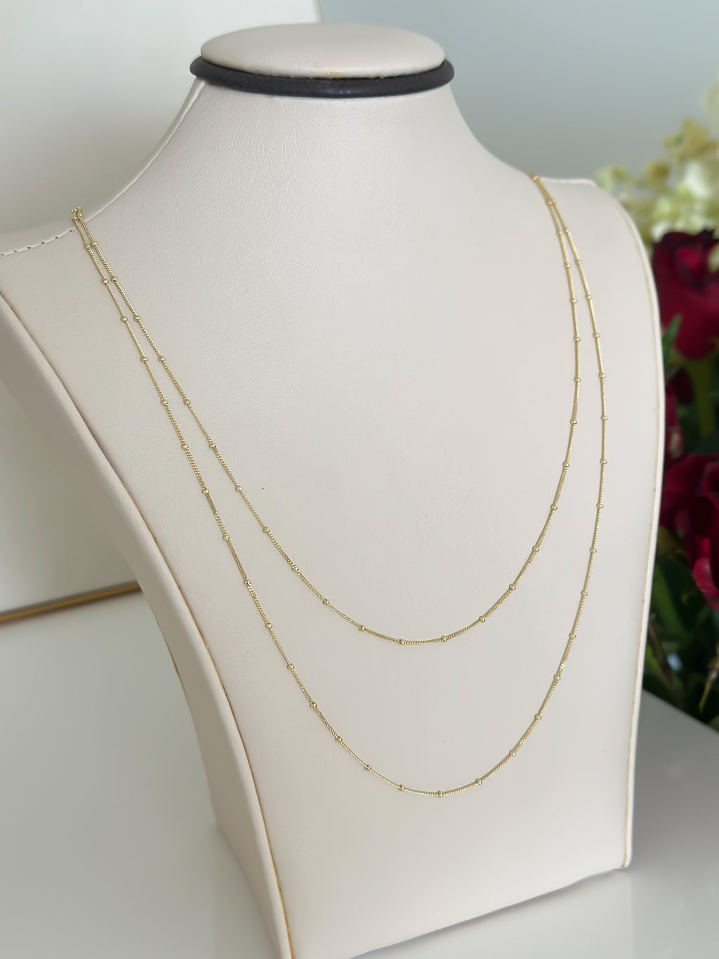 “Beaded Cuban” Chain – 14k Solid Gold