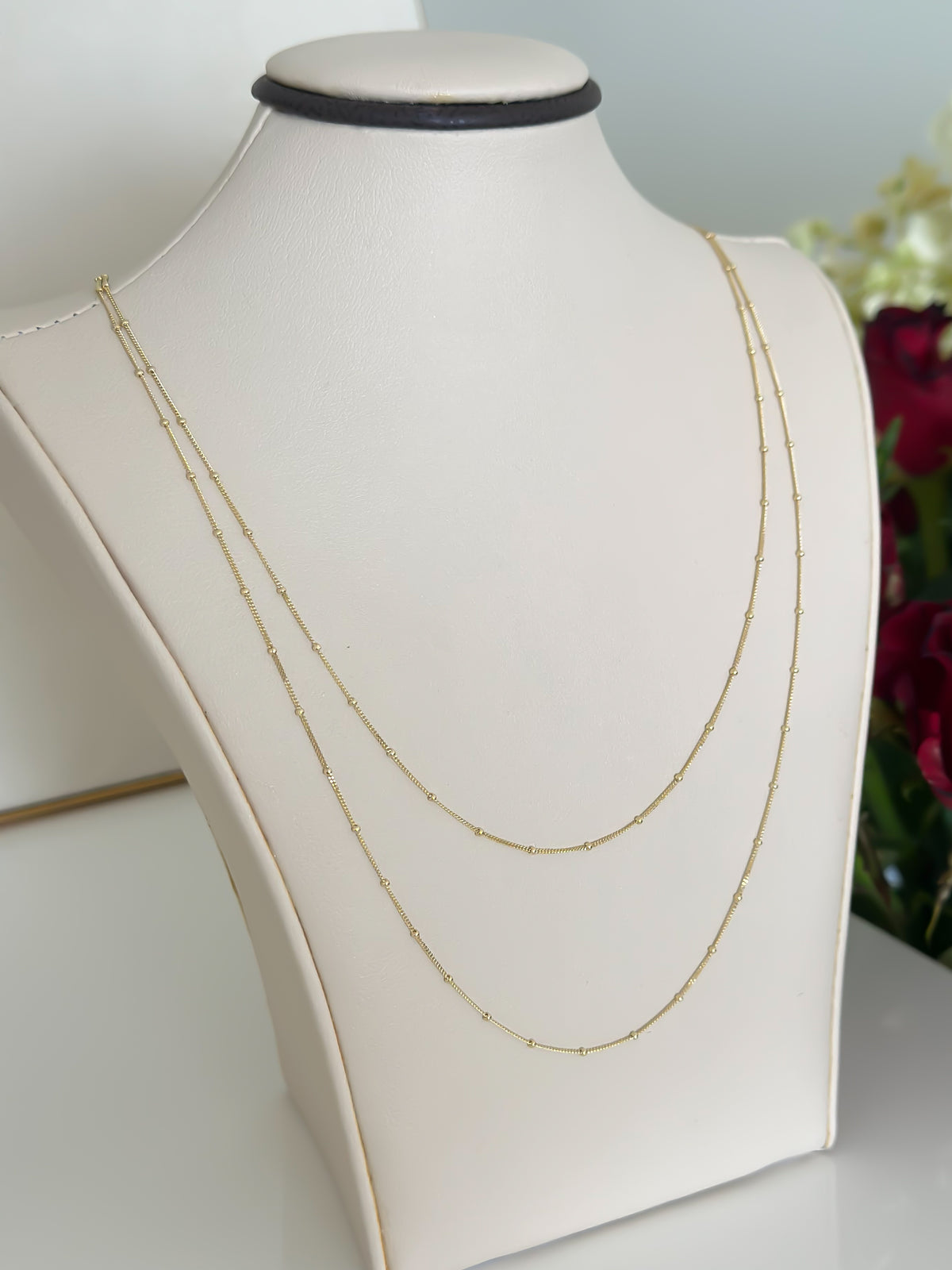“Beaded Cuban” Chain – 14k Solid Gold