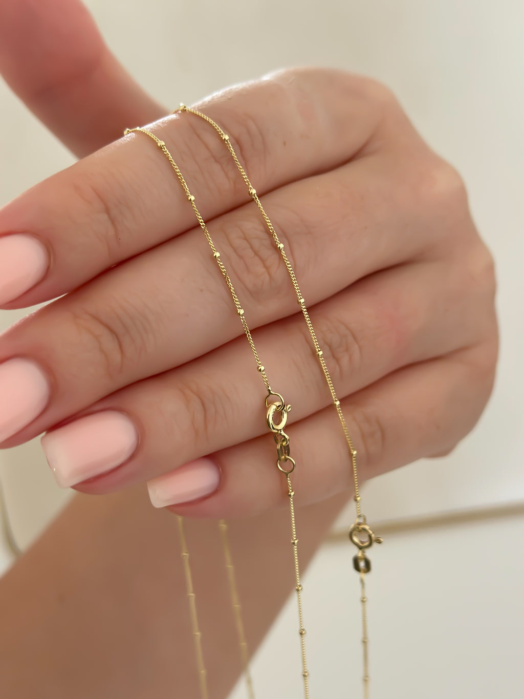 “Beaded Cuban” Chain – 14k Solid Gold