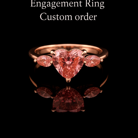 2ct Rose Heart Diamond Engagement Ring - 14k Gold Band, Marquise 0.5ct Diamond Lab Grown