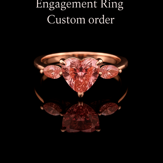 2ct Rose Heart Diamond Engagement Ring - 14k Gold Band, Marquise 0.5ct Diamond Lab Grown