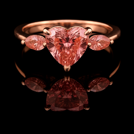 2ct Rose Heart Diamond Engagement Ring - 14k Gold Band, Marquise 0.5ct Diamond Lab Grown