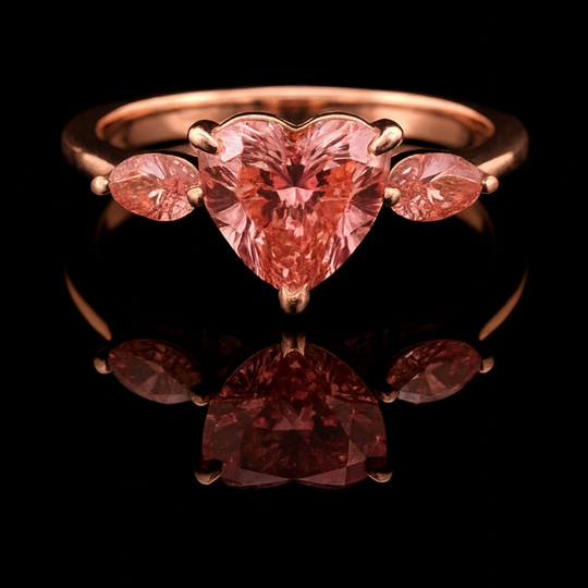 2ct Rose Heart Diamond Engagement Ring - 14k Gold Band, Marquise 0.5ct Diamond Lab Grown