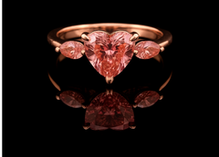 2ct Rose Heart Diamond Engagement Ring - 14k Gold Band, Marquise 0.5ct Diamond Lab Grown