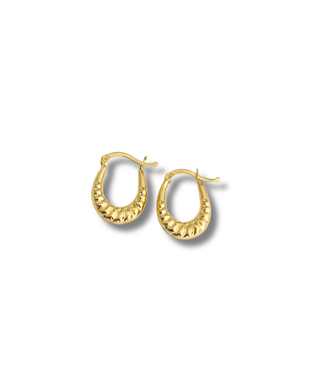 “Everyday Croissant Hoops” – 10k or 14k Solid Gold