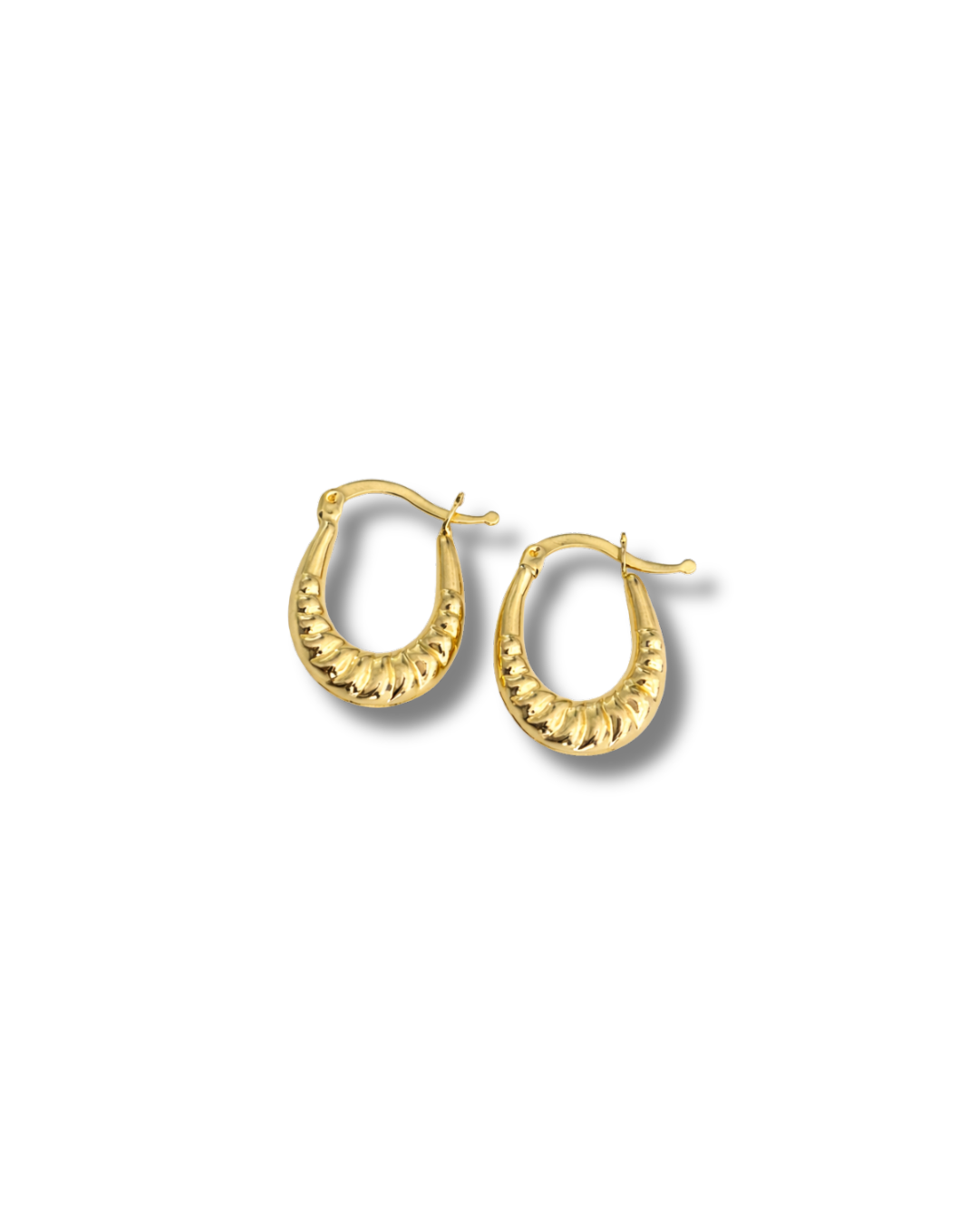 “Everyday Croissant Hoops” – 10k or 14k Solid Gold