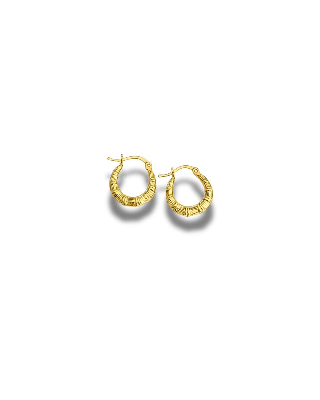 “Mini Bamboo Hoops” – 10k or 14kSolid Gold