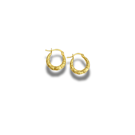 “Mini Bamboo Hoops” –  10k or 14kSolid Gold