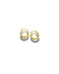 “Mini Bamboo Hoops” –  10k or 14kSolid Gold
