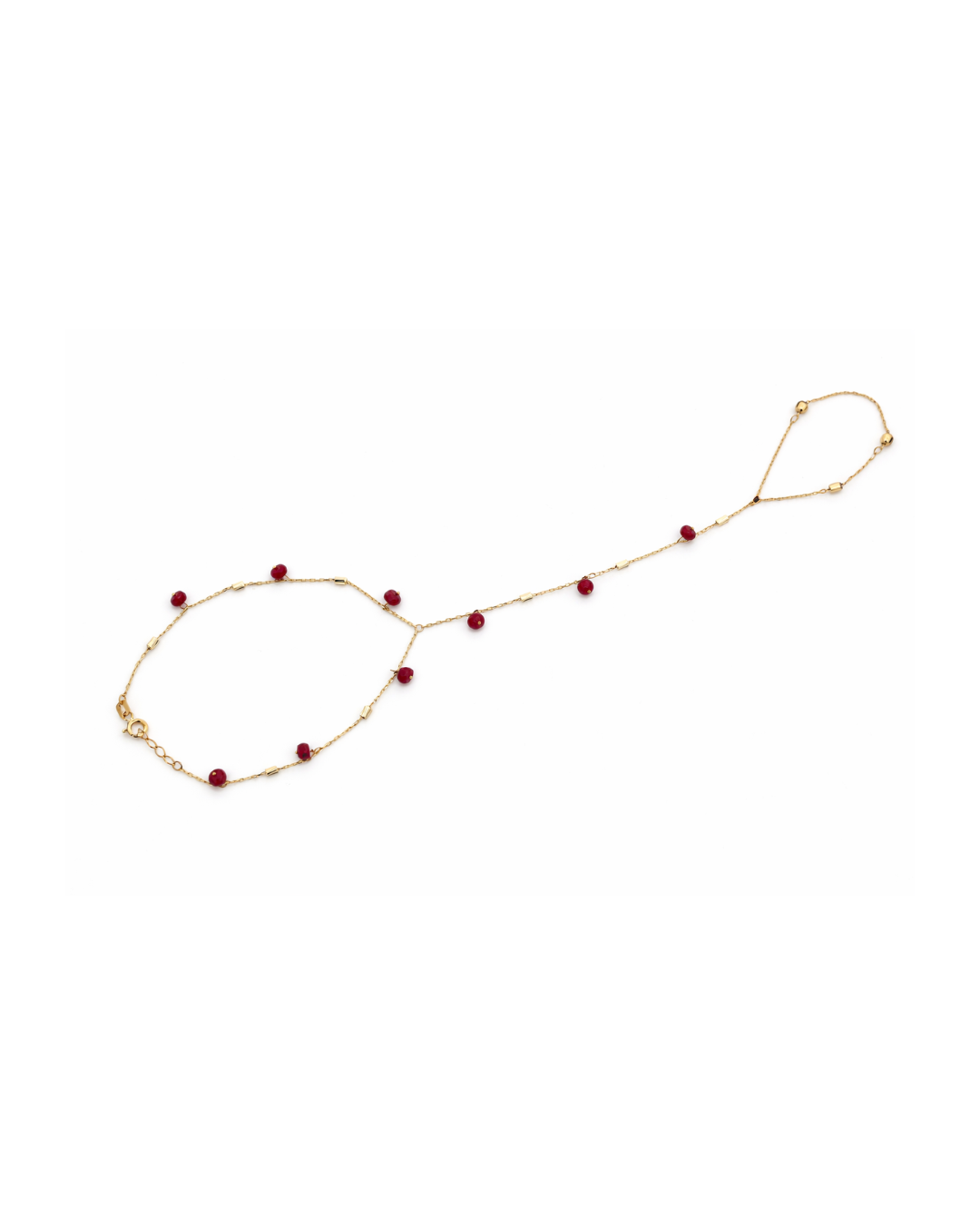 “Scarlet Bead Hand Chain” – 14k Solid Gold