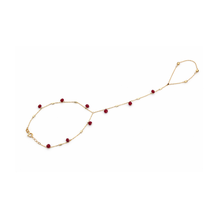 “Scarlet Bead Hand Chain” – 14k Solid Gold