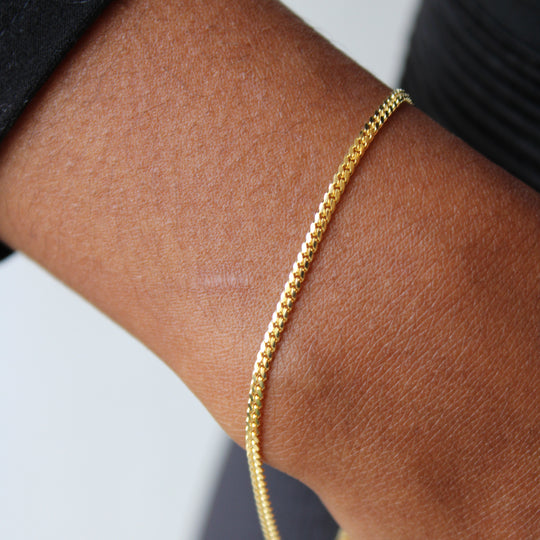 “Minimal Cuban” Bracelet – 14k Solid Gold