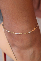“Two-Tone Cable” Anklet – 10k Solid Gold