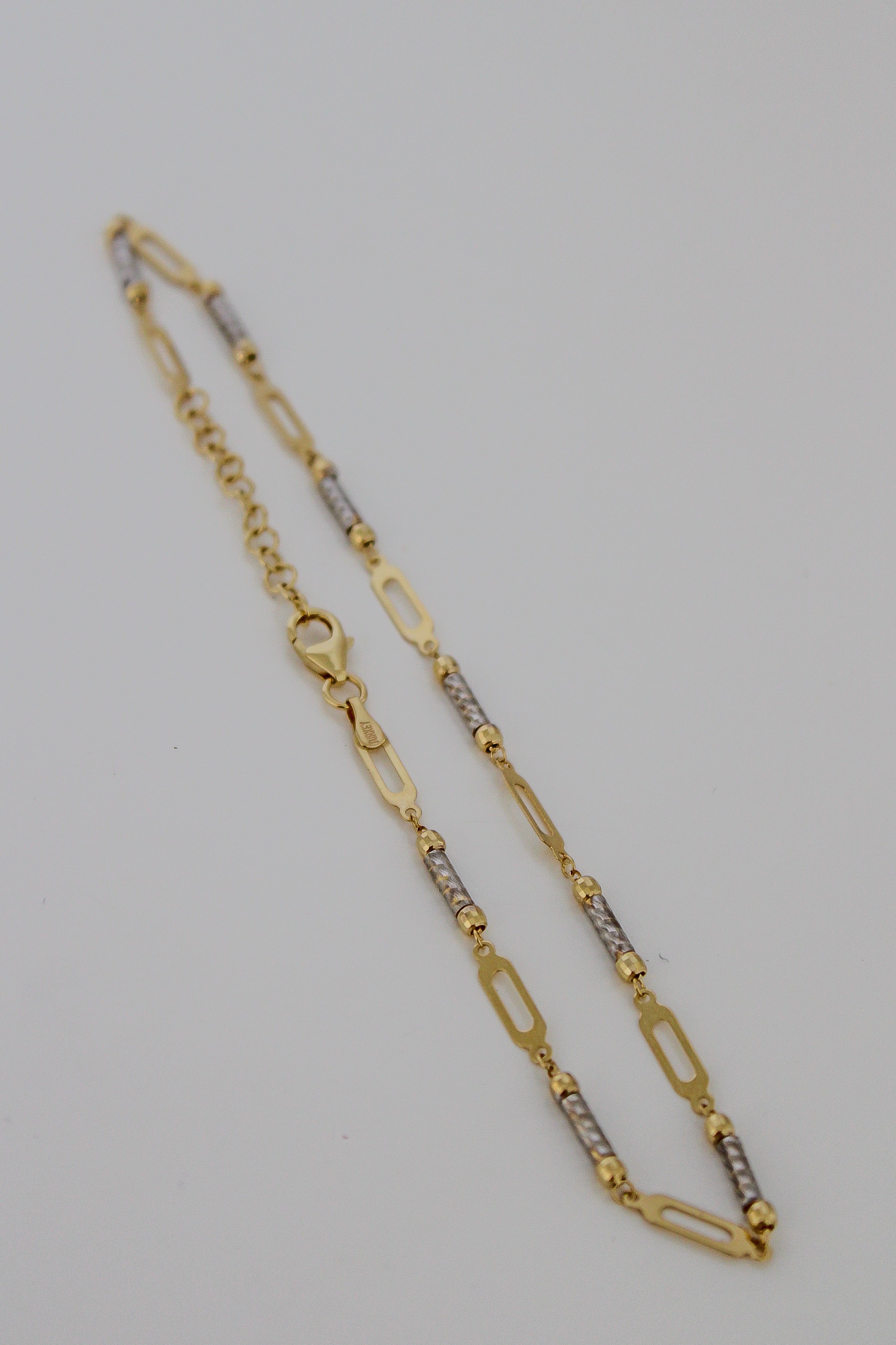 “Two-Tone Cable” Anklet – 10k Solid Gold