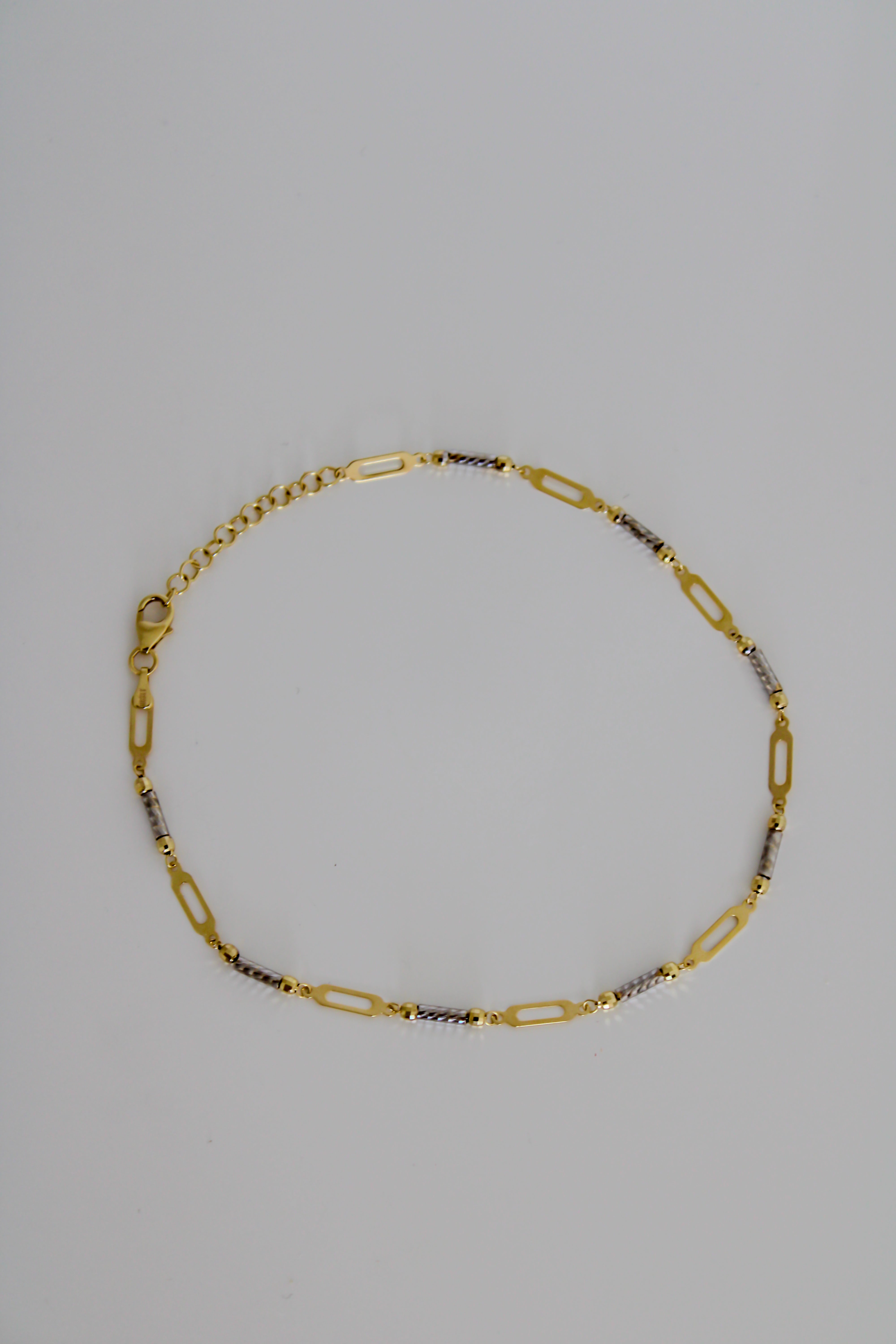 “Two-Tone Cable” Anklet – 10k Solid Gold