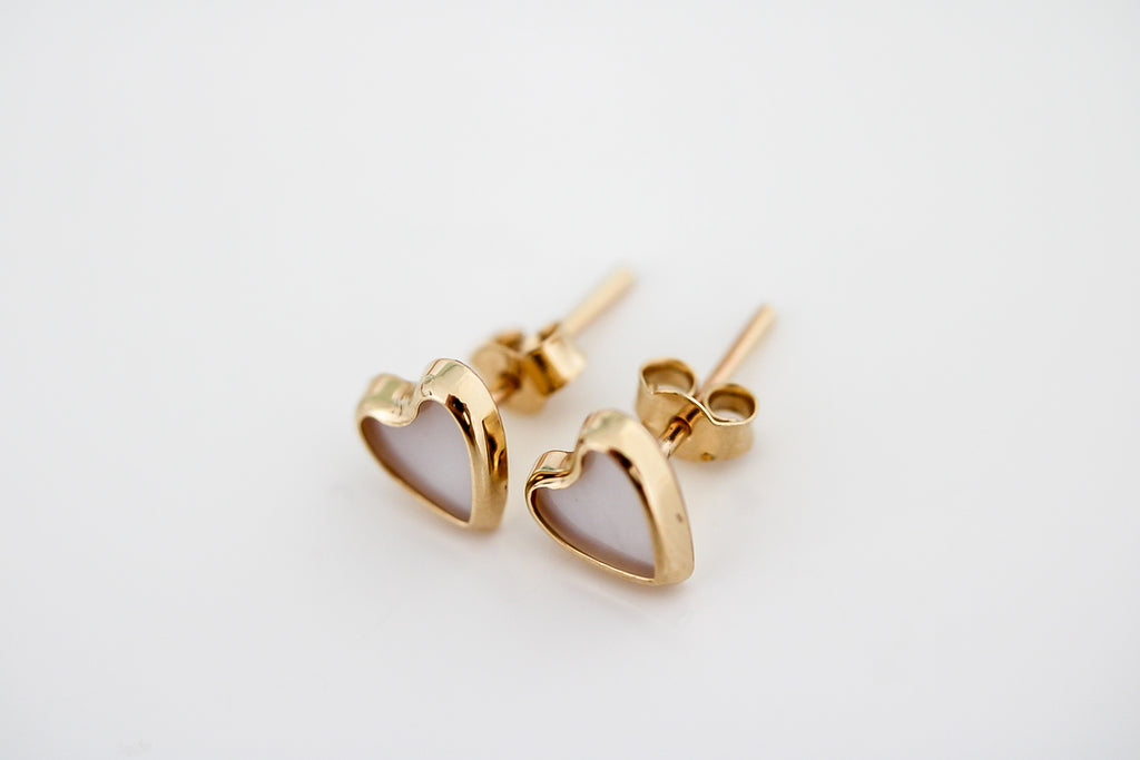 “Pearl Heart” Earrings – 14k Solid Gold
