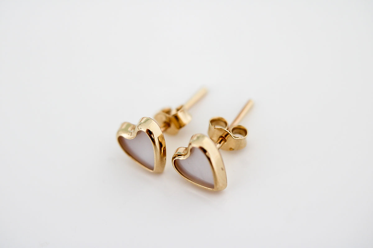 “Pearl Heart” Earrings – 14k Solid Gold