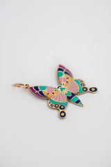 14k Solid Gold Butterfly Pendant Hand-Painted Multi-color Necklace, Animal, Insect Charm, Nature Jewelry, Gift for Her, Women