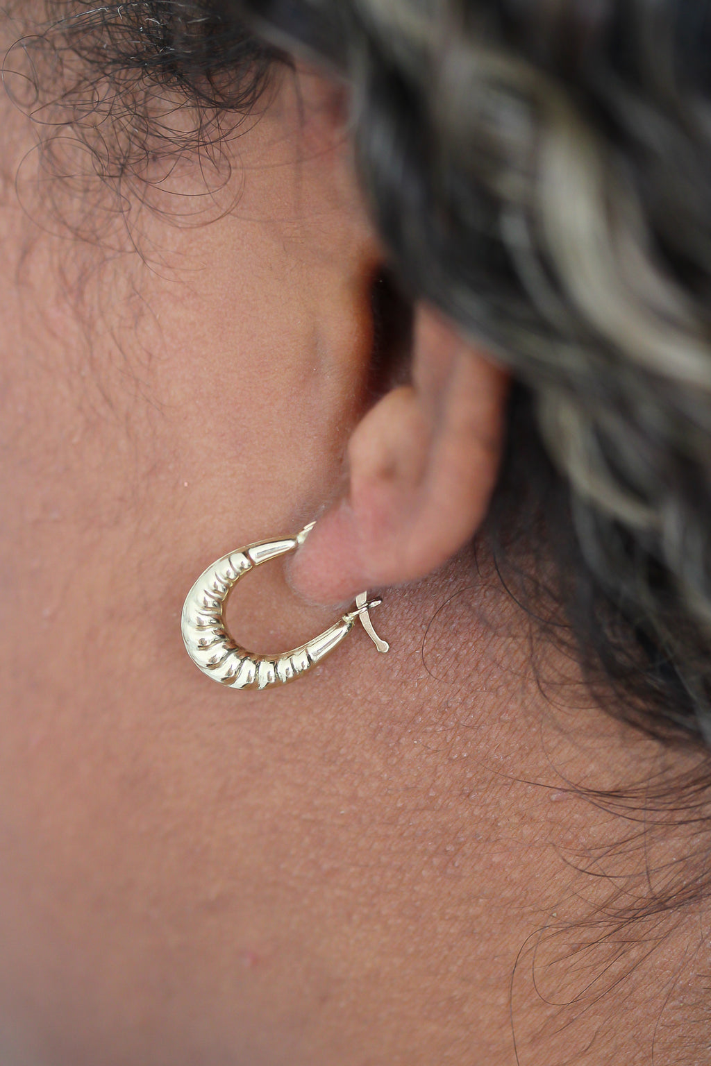 “Everyday Croissant Hoops” – 10k or 14k Solid Gold
