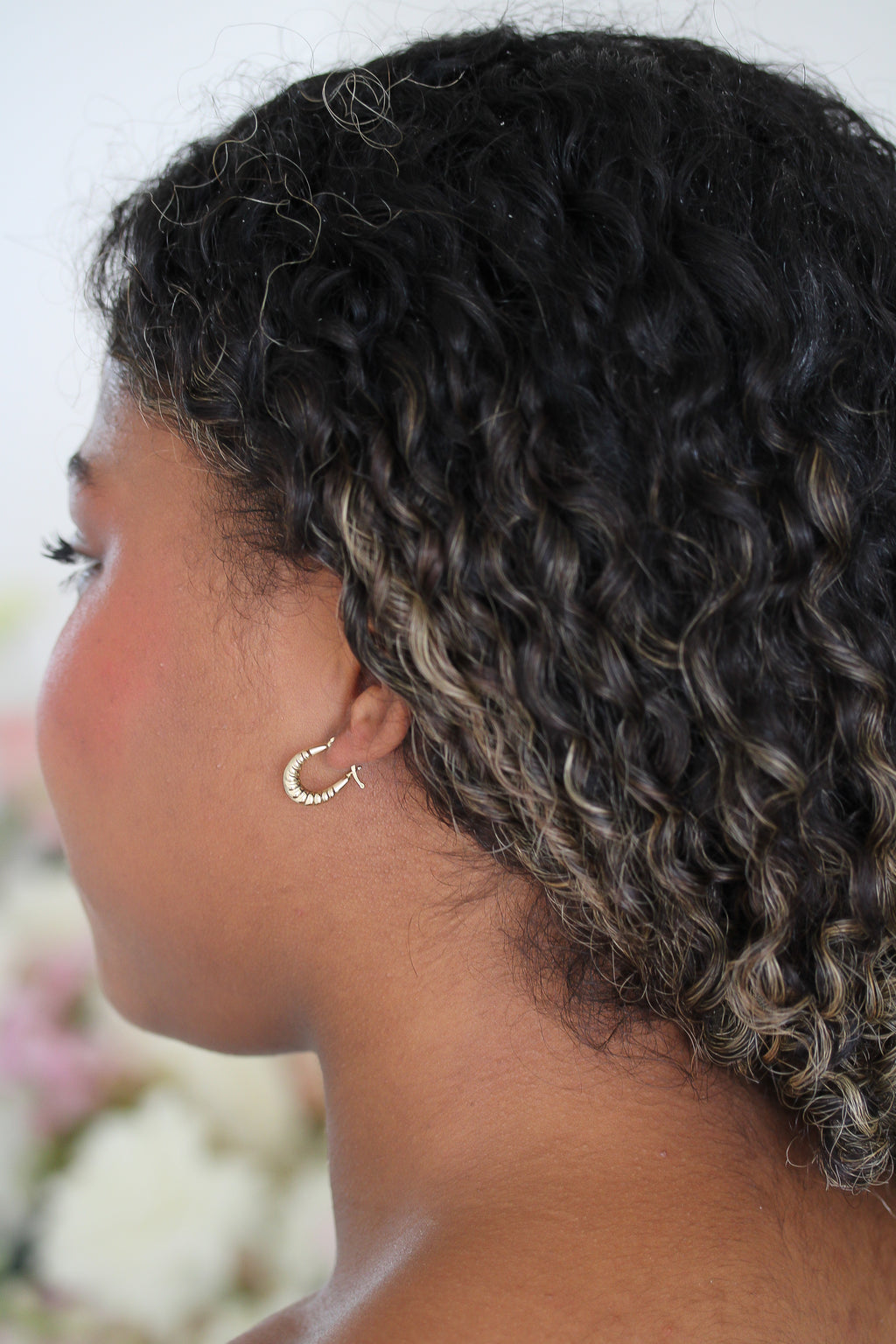 “Everyday Croissant Hoops” – 10k or 14k Solid Gold