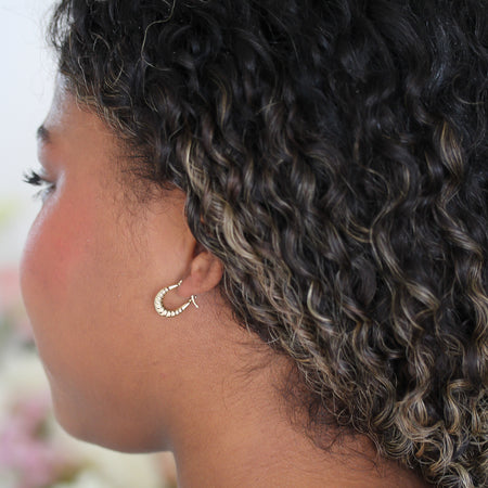 “Everyday Croissant Hoops” – 10k or 14k Solid Gold