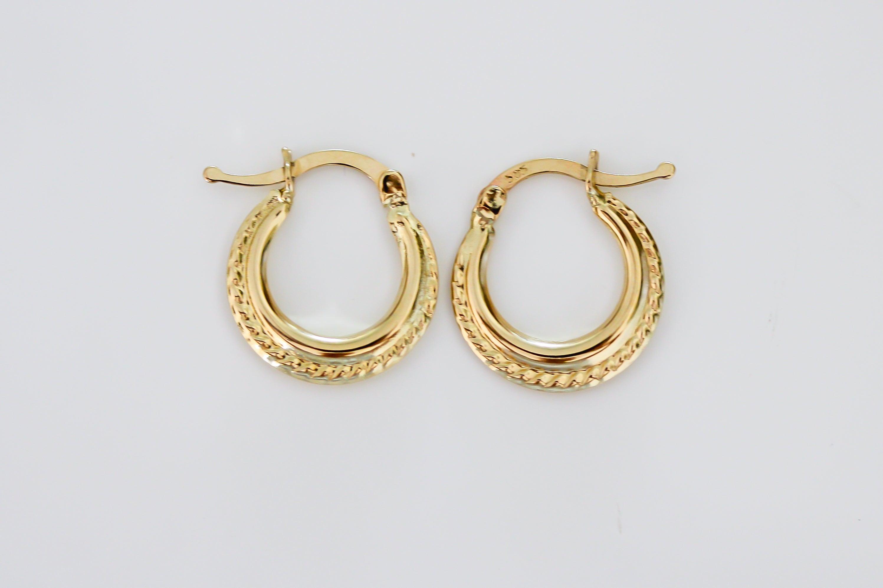 “Tiny Texture Hoops” – 10k or 14k Solid Gold