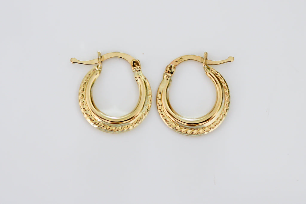 “Tiny Texture Hoops” – 10k or 14k Solid Gold