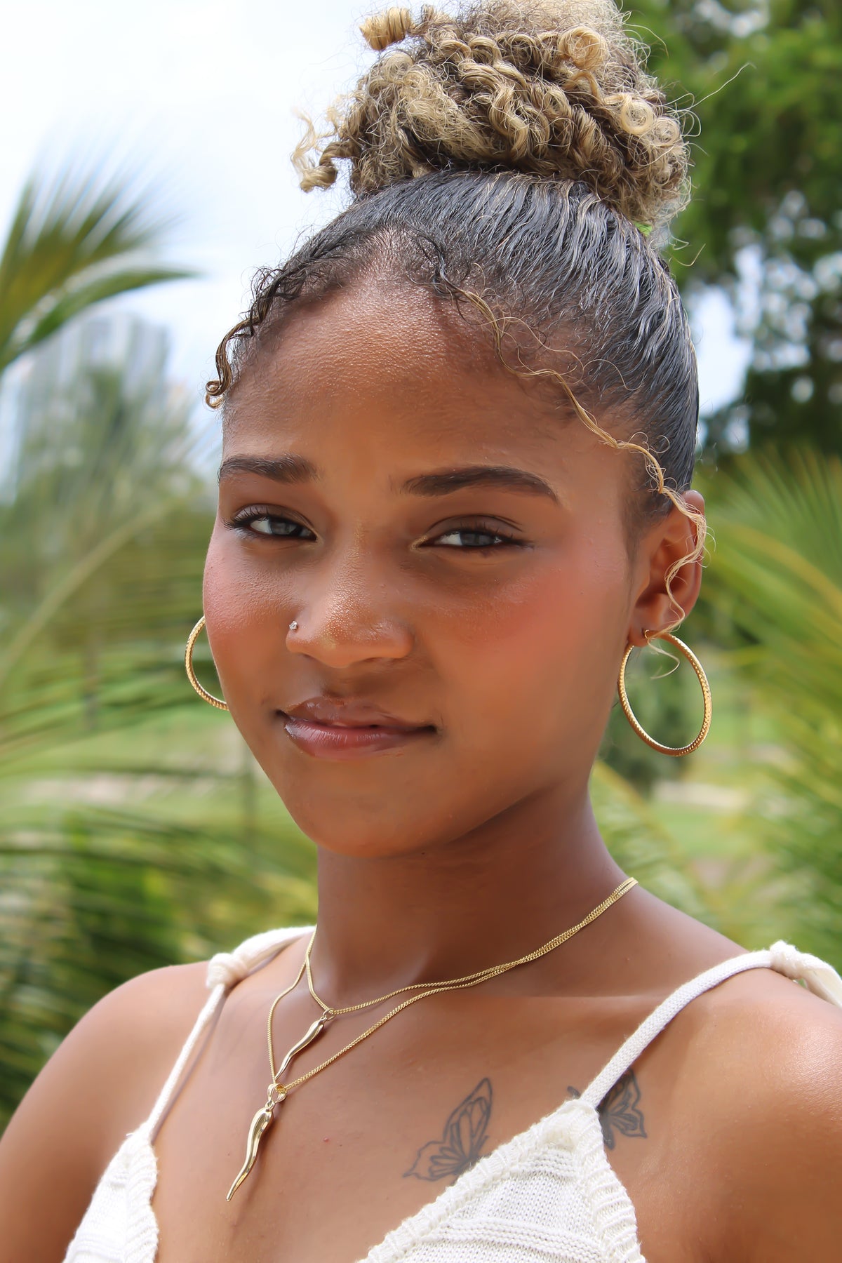 “Textured Gold Hoops” – 10k Gold