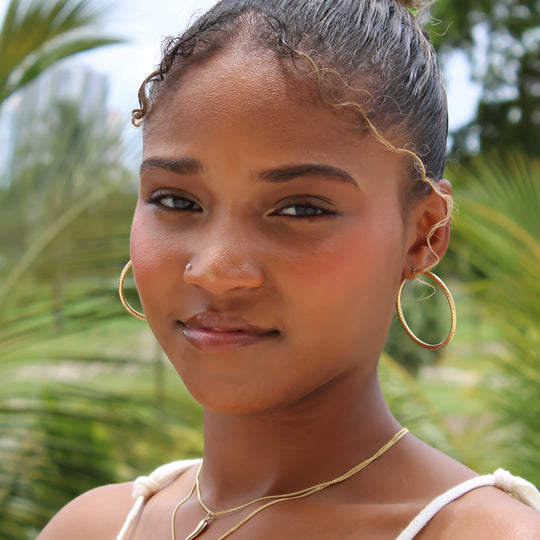 “Textured Gold Hoops” – 10k Gold